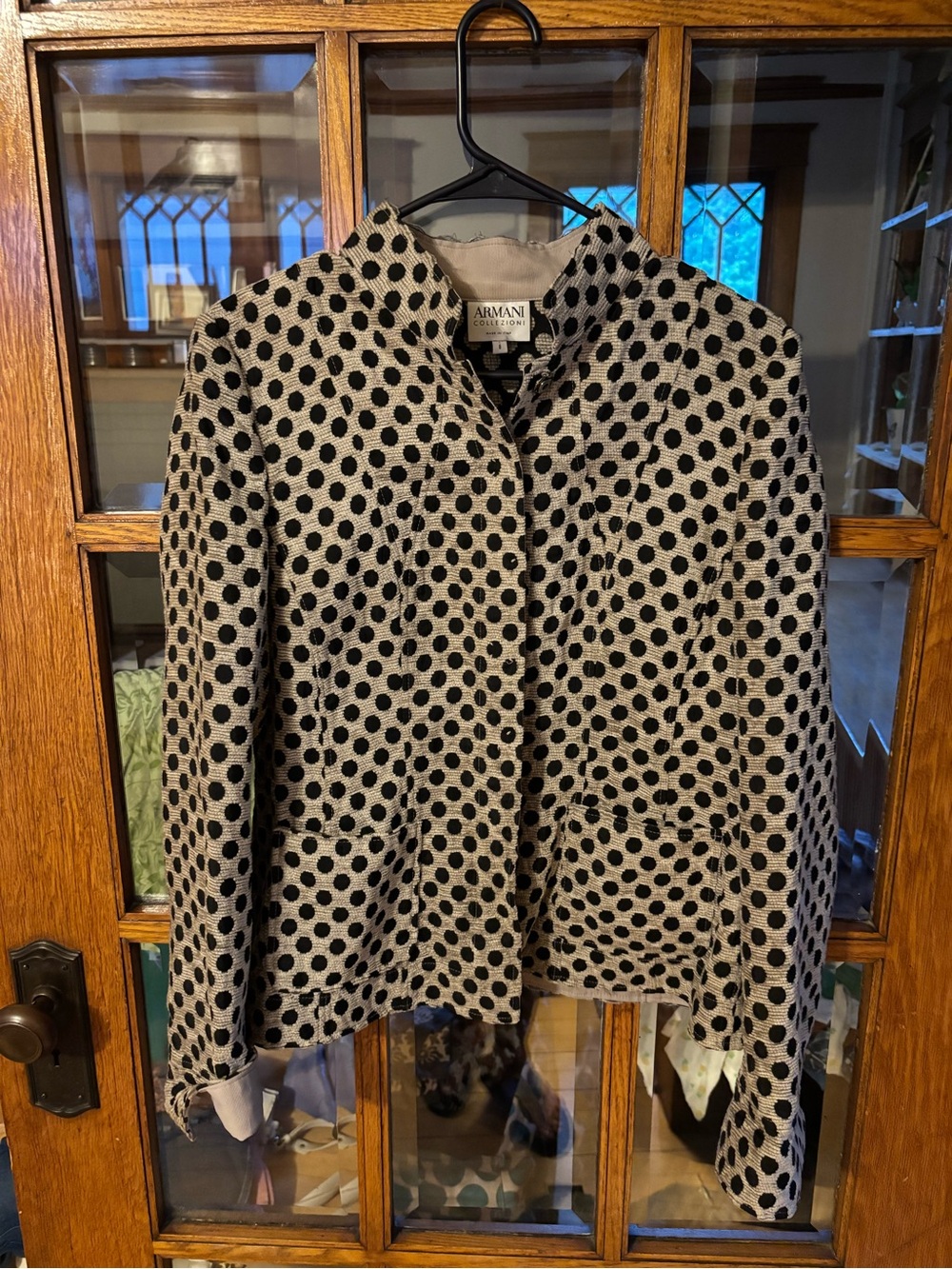 Armani Collezioni Cream and Black Polka Dot Jacket